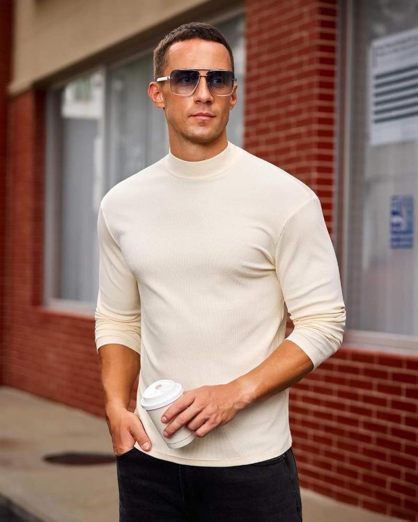 Men’s Ribbed Thermal Mock Turtleneck Long Sleeve