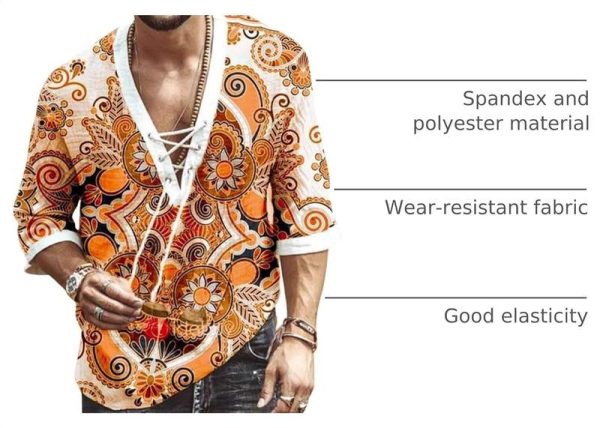 Men’s African Inspired Printed Short Sleeve V Neck
