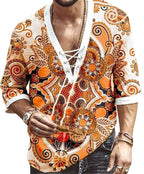 Men’s African Inspired Printed Short Sleeve V Neck