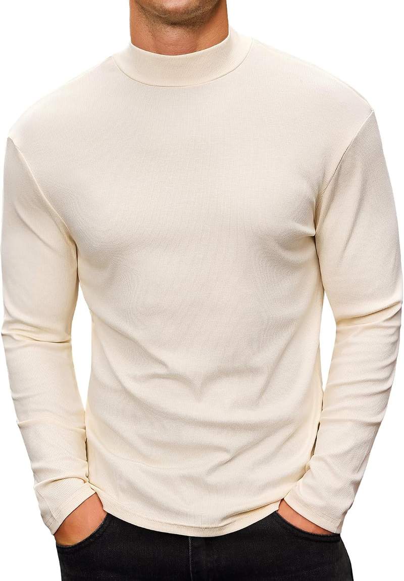 Men’s Ribbed Thermal Mock Turtleneck Long Sleeve