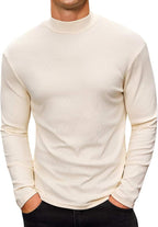 Men’s Ribbed Thermal Mock Turtleneck Long Sleeve