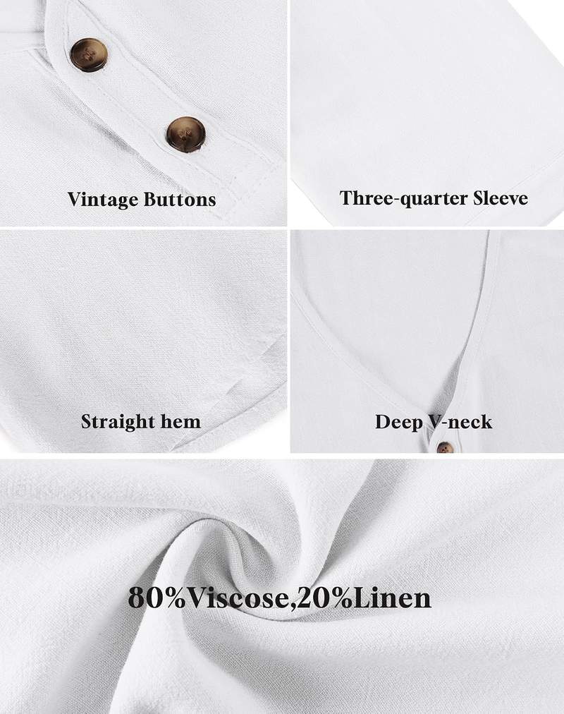 Men’s Short Sleeve V-Neck Linen Henley Shirt