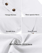 Men’s Short Sleeve V-Neck Linen Henley Shirt